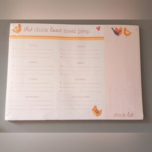 Bella Big Chick Themed Weekly Meal Prep Planner 52 Sheets Magnetic Back NEW